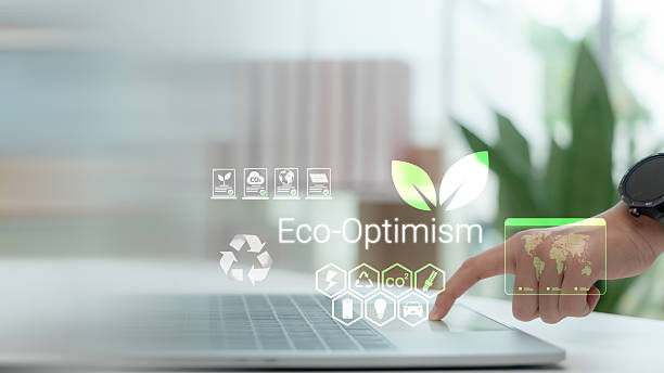 istock Eco optimism and sustainability with green technology and environmental responsibility. Modern eco-friendly innovation showing renewable energy, carbon reduction, recycling, and clean future solutions. 2233475874