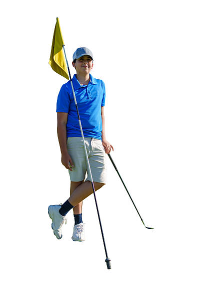 Happy Asian male amateur golfer is enjoy playing golf at the golf course in morning. Asian fat man going for a golf round.
