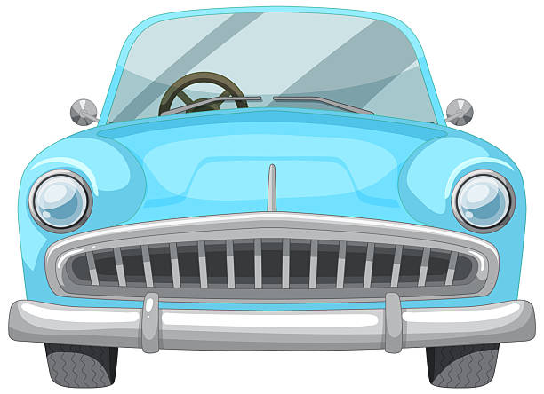 istock Front View of Classic Blue Vintage Car Illustration 2233491173