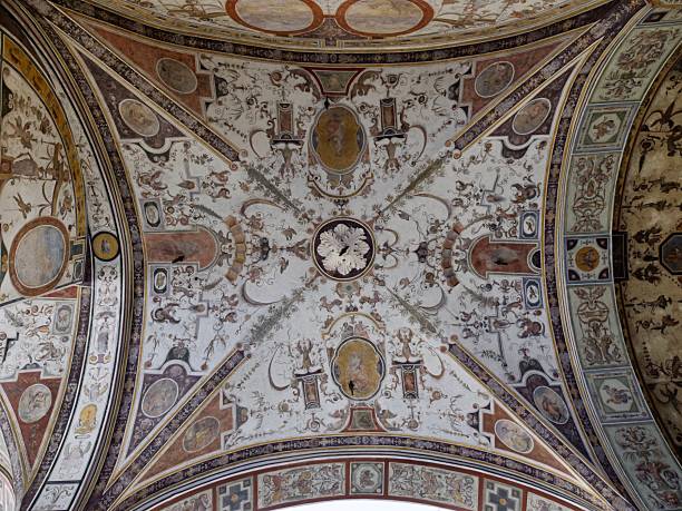 istock Mural ceiling artwork in historic chapel highlighting Renaissance period 2233501134