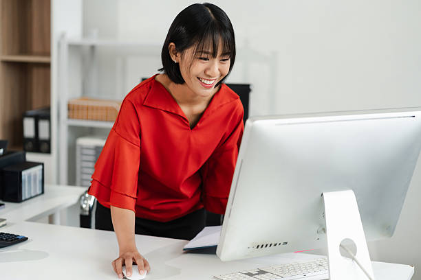 istock Email notification concept, Female use laptop receive message alert in the mailbox. 2233502192