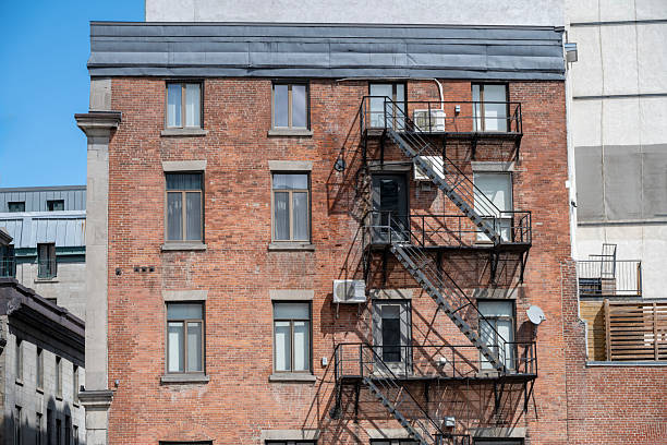 Building facade in Old Montreal in summer