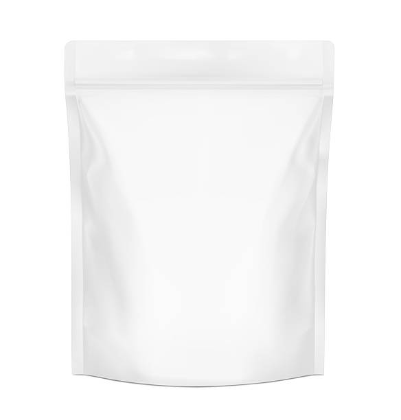 istock Realistic stand up pouch bag with zip lock and finger handle mockup with transparent shadow. 2233506646
