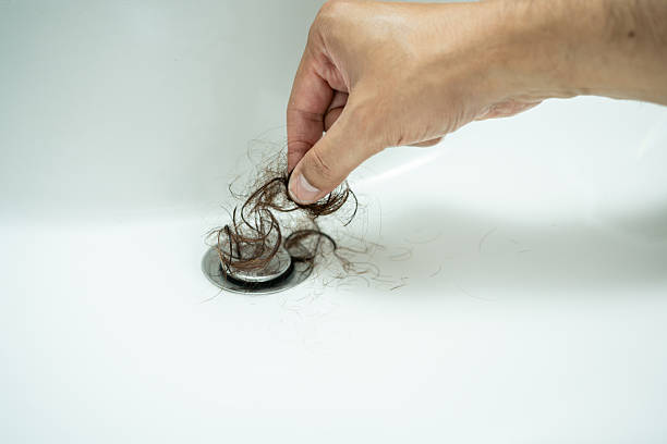 istock A bathroom drain clogged with dirty hair 2233507015