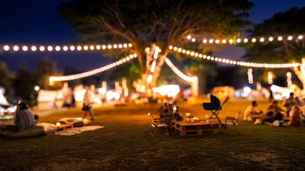 istock blurred background of party night with light in the park 2233508162