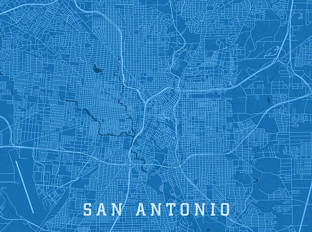 San Antonio TX City Vector Road Map Blue Horizontal vector art illustration