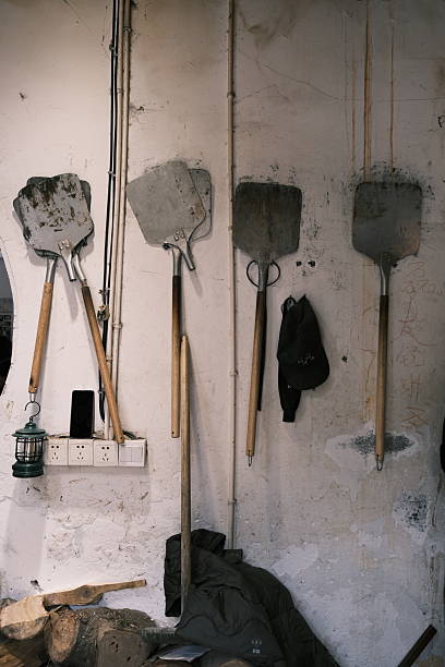 Close-up of various spatulas used for baking pizza