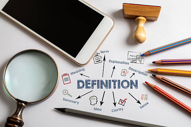 istock DEFINITION concept. Chart and illustration on a white office desk 2233514145