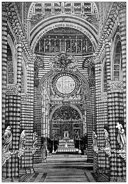 Antique magazine image: Siena, Italy, Cathedral of Siena, High Altar