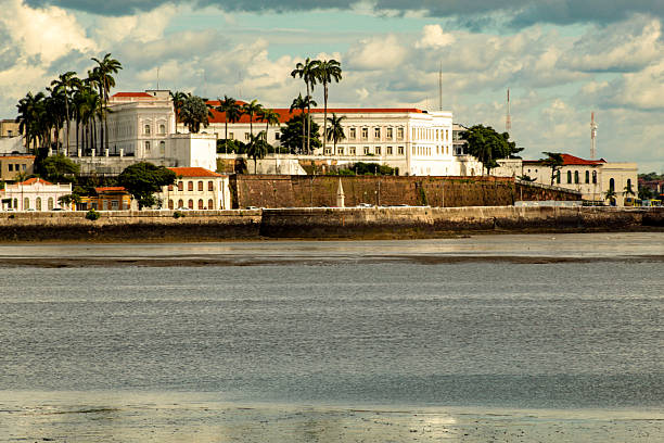 salvador, bahia, brazil - july 20, 2024: aerial view of the fort of Santo Antonio, better known as Farol da Barra, in the city of Salvador.
