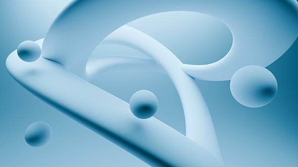 istock Fluid liquid blue shapes and spheres abstract background. 3d illustration 2233534005