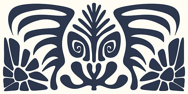 istock Abstract Tribal or Ethnic Pattern. Dark Blue Abstract Folk Art Style. Modern Botanical or Floral Motifs 2233534136