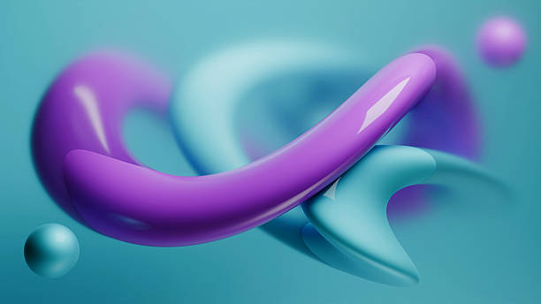 istock Fluid liquid green violet glossy shapes and spheres abstract background. 3d illustration 2233534805
