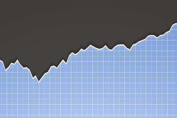 istock Upward Area Chart on Blue Grid Background with Shadow Fill 2233536410