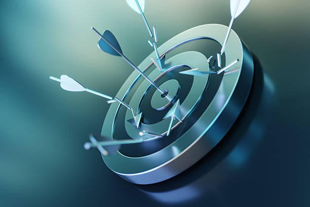 istock Precise Arrow Hitting Metallic Bullseye Target on Symbolizing Precision and Achievements 2233540265