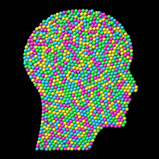 Coloured balls fall to form of human head. / You can see the animation movie of this image from my iStock video portfolio. Video number: 2232903073