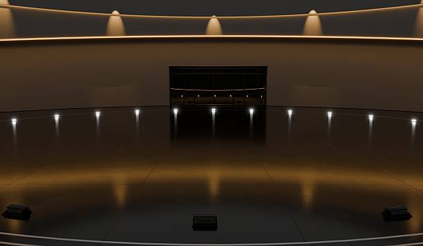 istock Round stage, curved dome, large hall, 3D illustration 2233547378