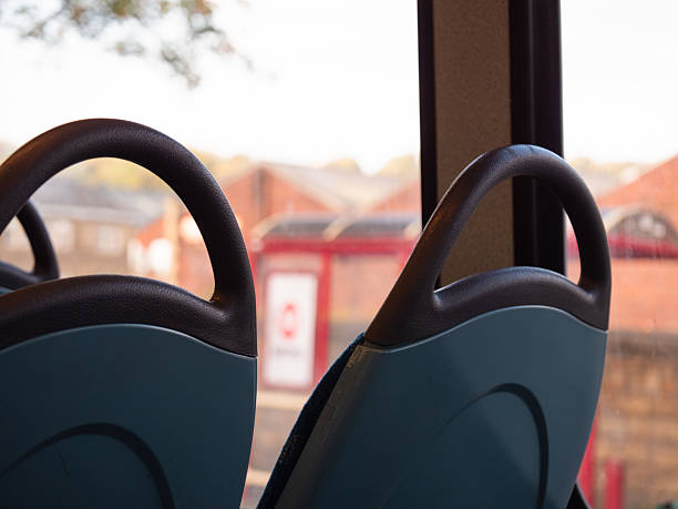 Bus seats on journey through city