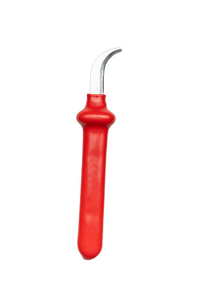 Red Handled Oyster Shucking Knife on White Background