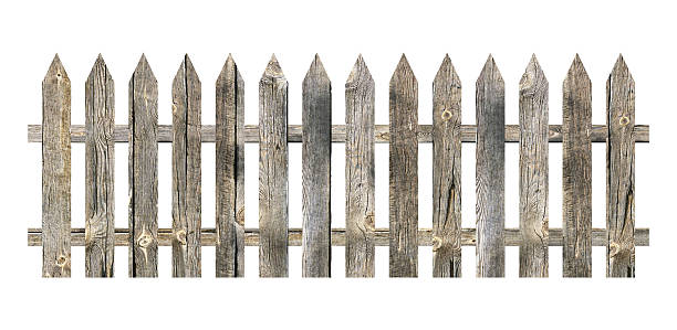istock Brown wooden fence isolated on a white background that separates the objects. There are clipping paths for the designs and decoration 2233557633