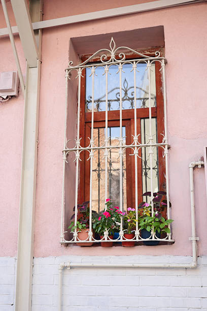 istock Charming window with vibrant flowers in a rustic building 2233559301
