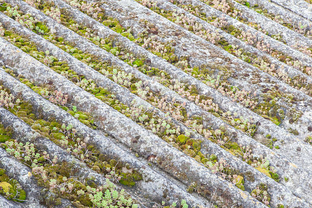 istock Old fibre cement corrugated roof 2233559511