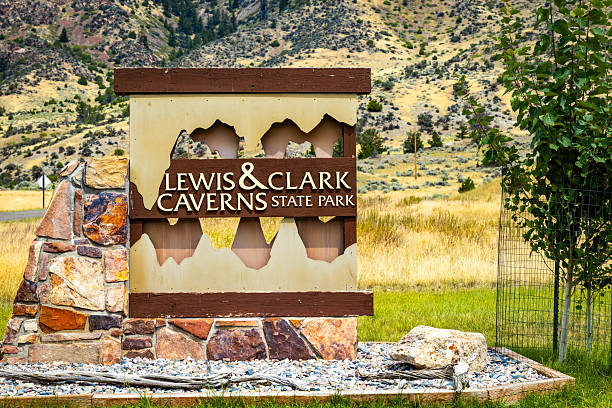 Whitehall, MT, USA - August 4, 2025: The welcome sign for Lewis and Clark Caverns State Park is captured, marking the entrance to one of Montana's first and most famous state parks