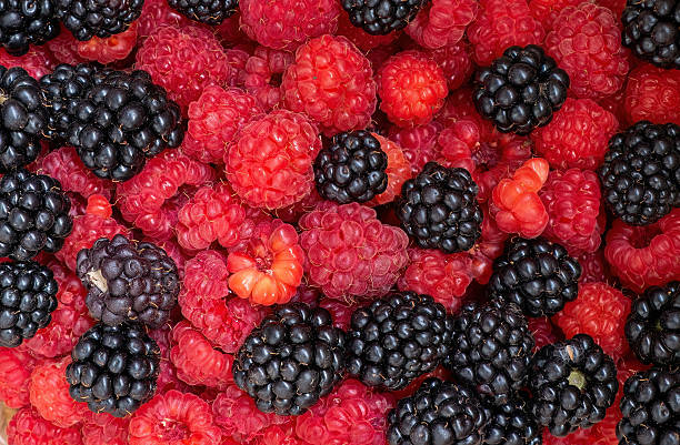 istock Fresh Raspberries and Blackberries Background 2233562985