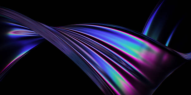istock Glass wavy shape with colorful dispersion effect. 2233565044