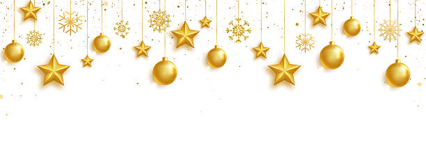 istock Gold balls, stars and snowflakes frame. Celebration background. Bright Holiday ornament. Luxury hanging baubles. Christmas 3d gold glass toys. Festive glitter design elements. Vector illustration 2233565517