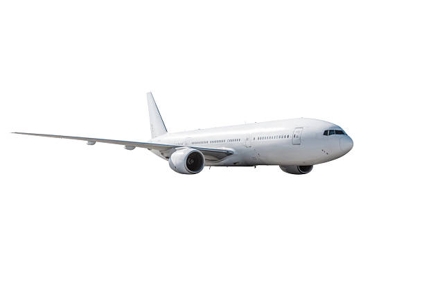 istock Wide body passenger airplane flies isolated on white background 2233565896