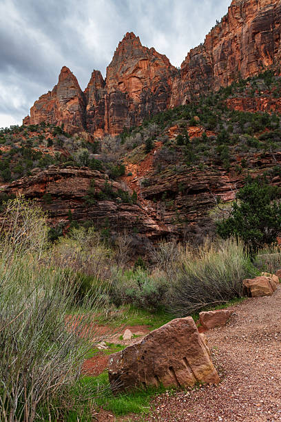 istock Majestic red cliffs of Utah under dramatic sky 2233566175