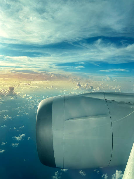 istock Captivating sunset view over the ocean from an airplane window during flight 2233568582