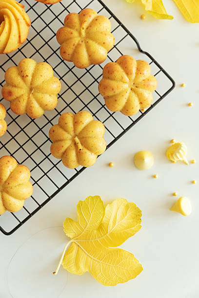istock Autumn-Themed Mini pumpkin Cakes with Seasonal Decorations on White Background 2233571205