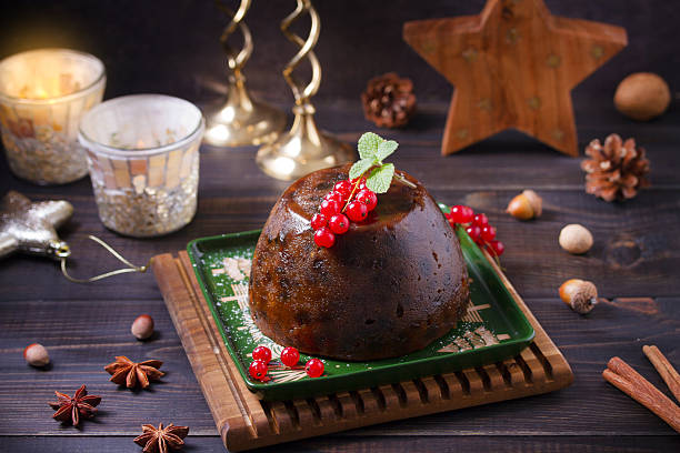 istock Fruit cake pudding traditionally served as part of Christmas dinner 2233574408