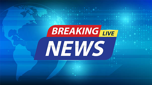istock Breaking news template with 3d red and blue badge, Breaking news text on dark blue with earth and world map background, TV News show Broadcast template widescreen. vector illustration 2233574563