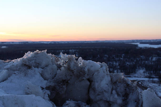 A mound of snow during winter in Bismarck, North Dakota.