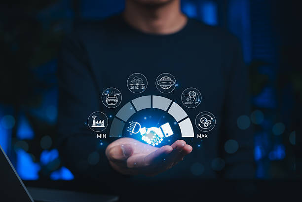 istock Human and AI collaboration concept. Person holding glowing handshake icon representing partnership between artificial intelligence and humans, automation, smart industry, and future technology. 2233579005