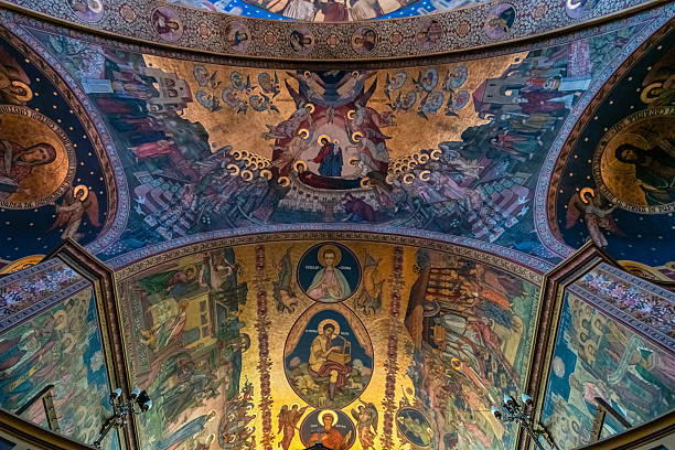 Holy Trinity Orthodox Cathedral interior in downtown Sibiu, Transylvania, Romania.
