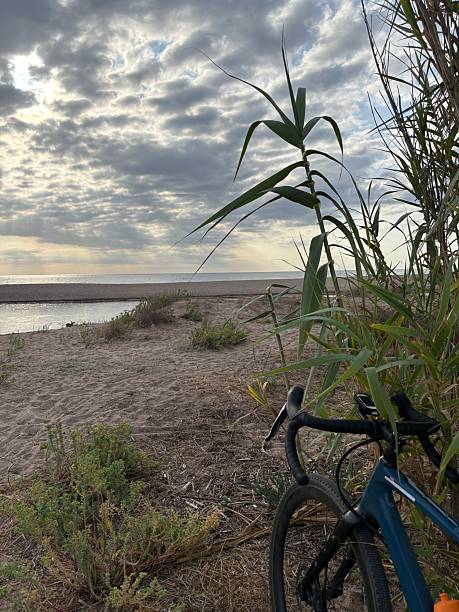 istock Road bicycle on a quiet sandy beach landscape in Costa Brava, Catalonia 2233584249