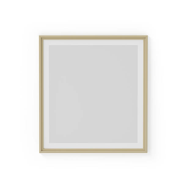 istock Wooden frame mockup. Photo frame mockup template isolated on white background. 3D rendering 2233585943