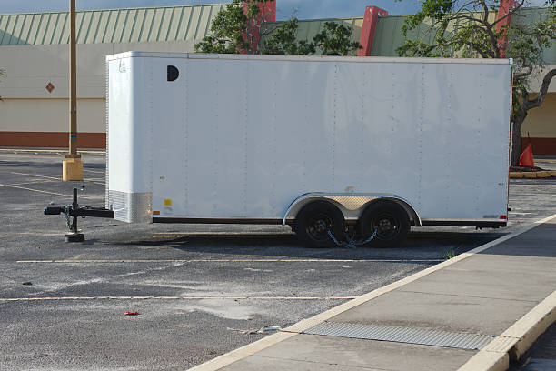 istock White Enclosed Cargo Trailer Parked in a Sunny Lot 2233589632