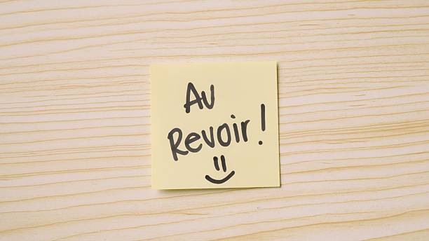 istock Positive Handwritten Au revoir! message on sticky note. Positive Handwritten Goodbye! message on sticky note. 2233602597