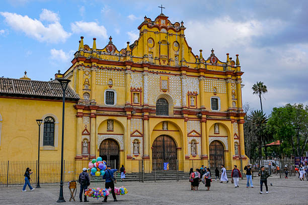 Cathedral of San Cristobal de las Casas, Chiapas, Mexico stock photo