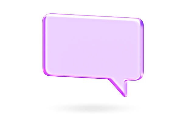 Minimal 3D glass style speech bubble shape in purple and blue gradient. Perfect for digital design, communication graphics, and abstract elements.