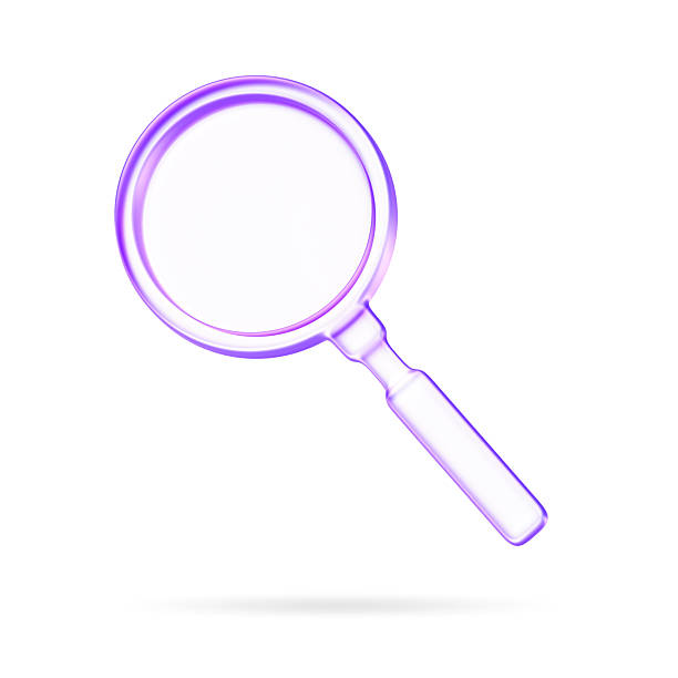 Minimal glassmorphism magnifying glass icon symbolizing search or zoom functions in apps and websites, search zoom Investigation lens tool exploration discovery close up, 3d rendering