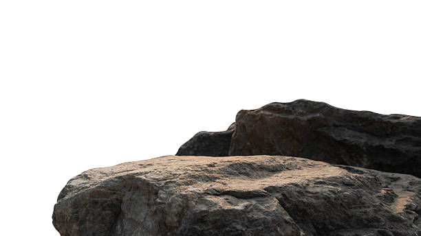 istock Cliff rock mountain, Rock Podium isolated, Stone stand Display product presentation design on white background, Eidge chunk, Clipping paths 2233616412