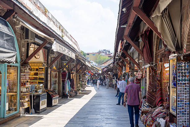Istanbul, Trukey - July 3, 2023: A small market in Istanbul.