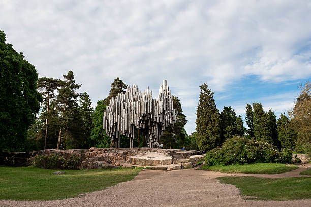 Helsinki, Finland - June 21, 2015 - Iconic sibelius monument in scenic helsinki park on a clear day.