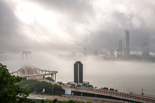 istock Sai Van Bridge is a cable-stayed bridge between Taipa island and Macau, China 2233625220